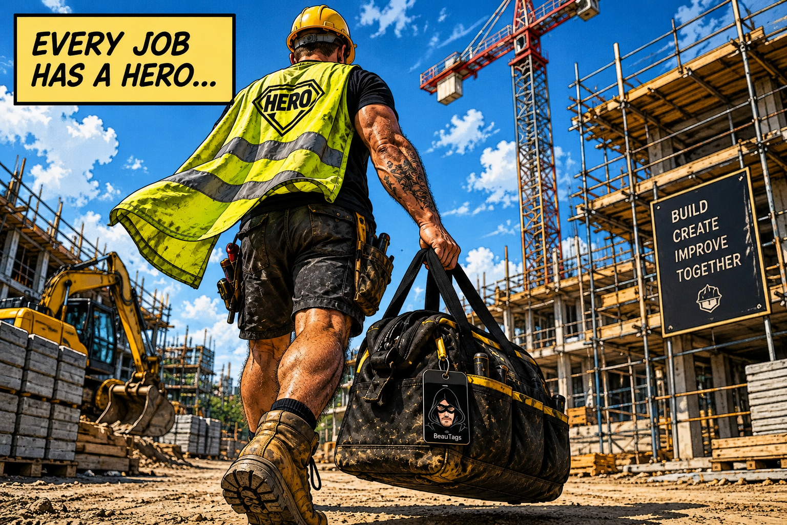 Tradesman with a BeauTag on their toolkit